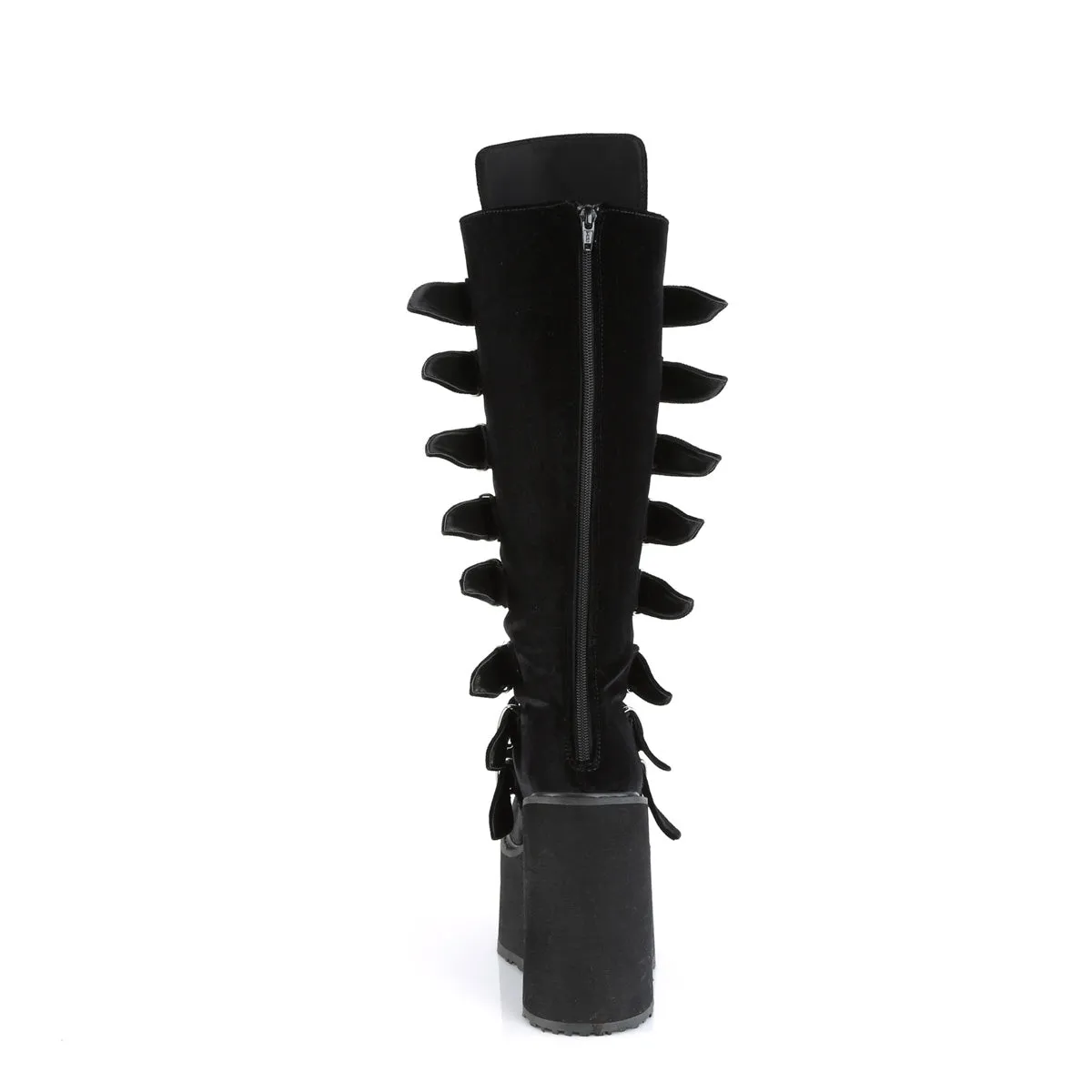 SWING-815 DemoniaCult Black Velvet Sexy Women's Mid-Calf & Knee High Boots (Alternative Footwear)