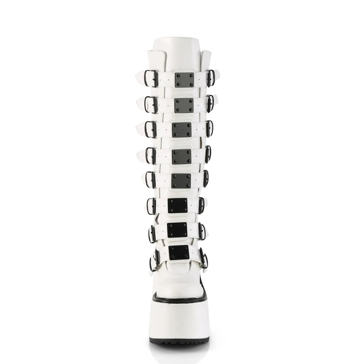 SWING-815 DemoniaCult White Vegan Leather Sexy Women's Mid-Calf & Knee High Boots (Alternative Footwear)