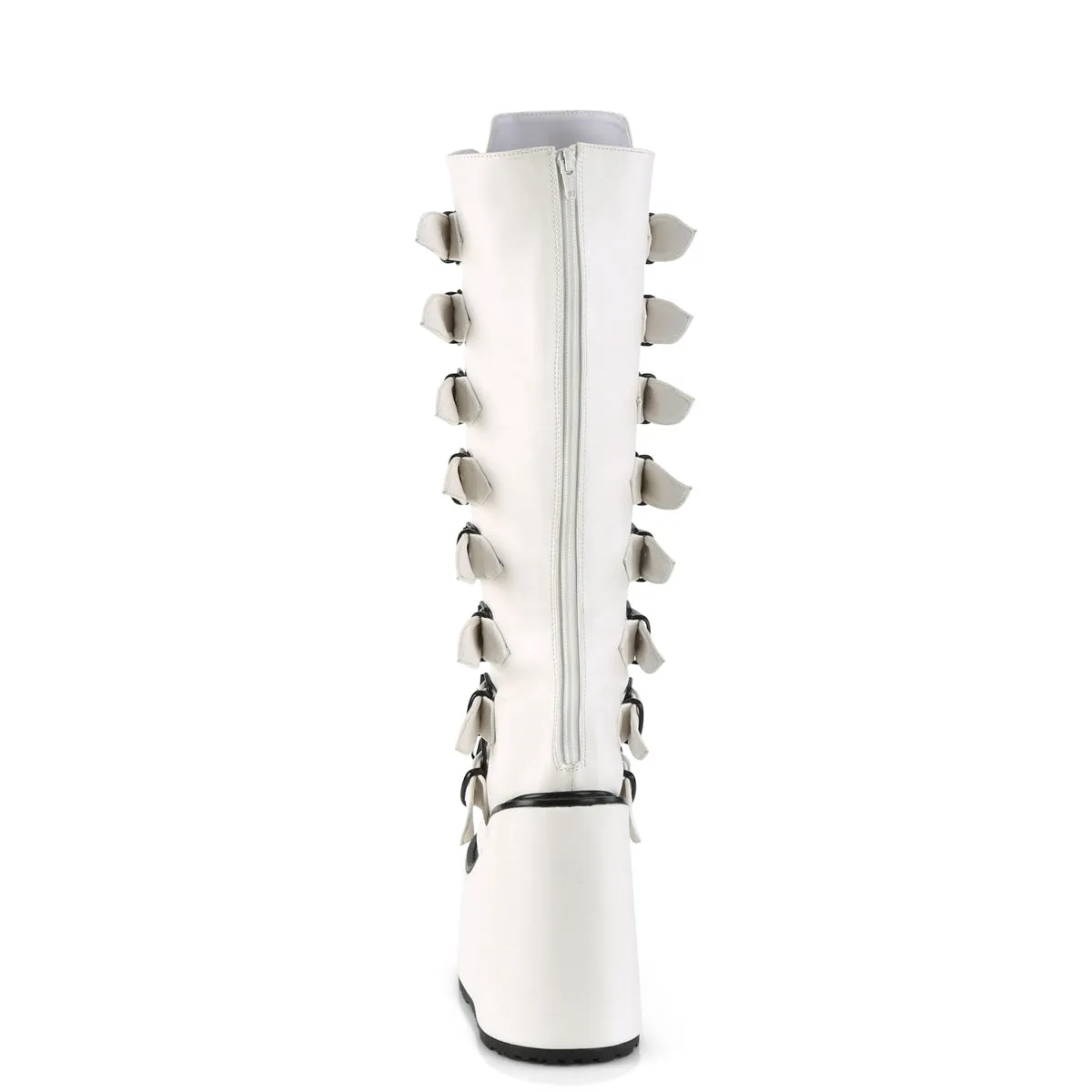 SWING-815 DemoniaCult White Vegan Leather Sexy Women's Mid-Calf & Knee High Boots (Alternative Footwear)