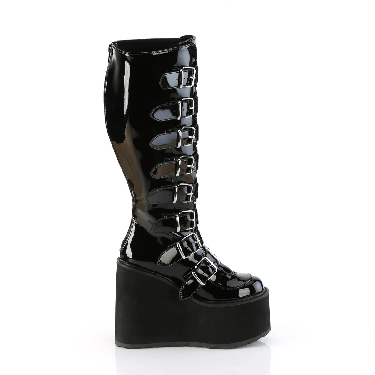 SWING-815WC DemoniaCult Black Patent Sexy Women's Mid-Calf & Knee High Boots (Alternative Footwear)