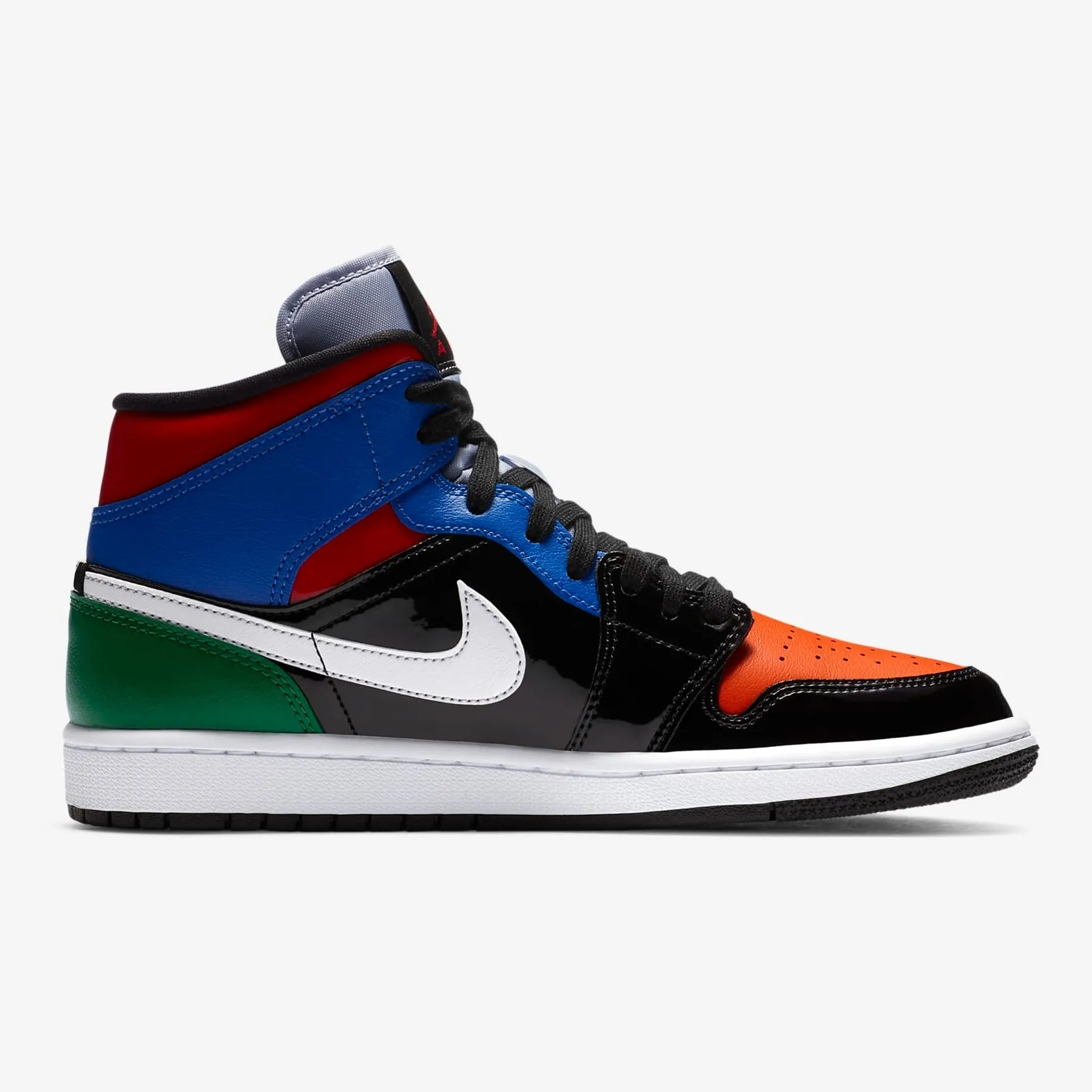 Women's Air Jordan 1 Mid SE "Multi Patent" (Black/Hyper Royal/Pine Green/University Red)(CV5276-001)