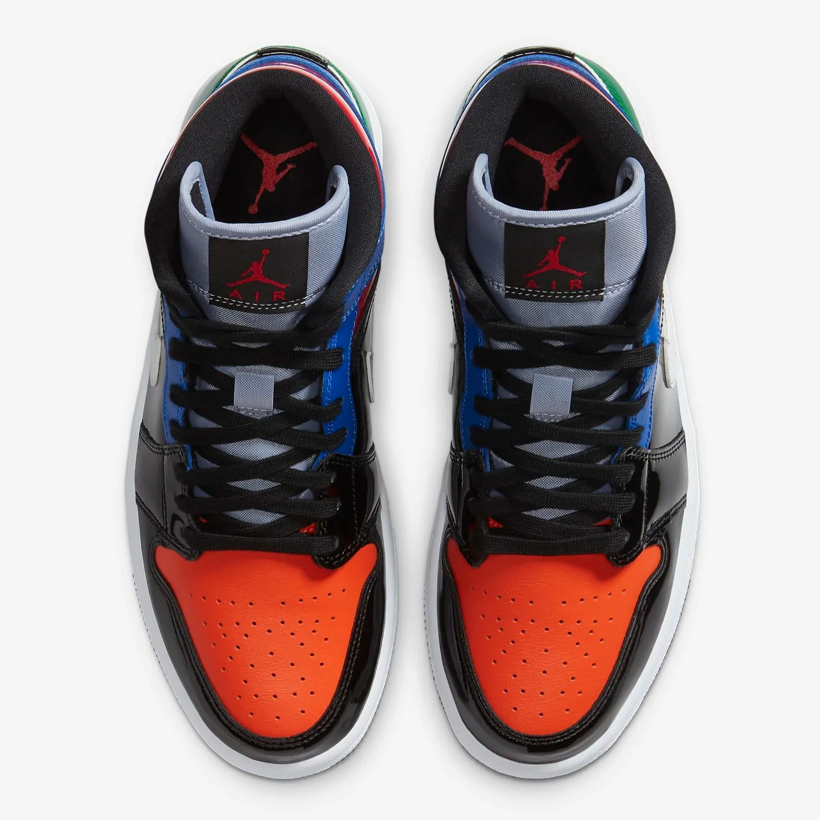 Women's Air Jordan 1 Mid SE "Multi Patent" (Black/Hyper Royal/Pine Green/University Red)(CV5276-001)